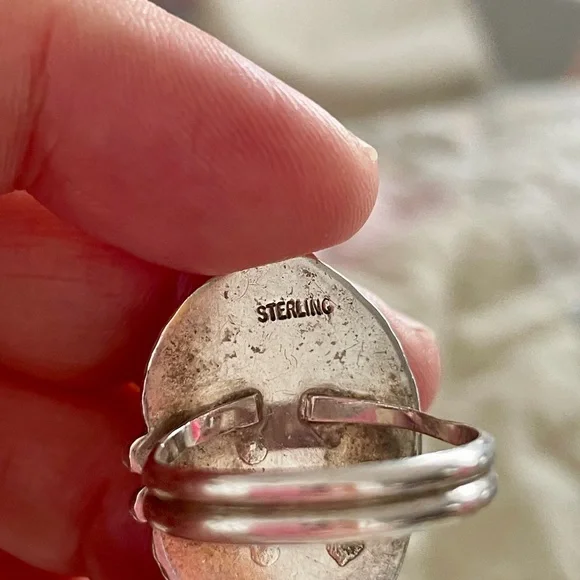 Vintage Sterling Silver Wampum Ring - Picture 8 of 9